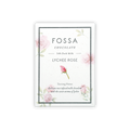 Fossa Dark Milk Chocolate Lychee Rose 54% bar in pink floral wrap