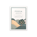 Fossa White Chocolate Matcha & Yuzu bar in matte white wrapper with tree illustration