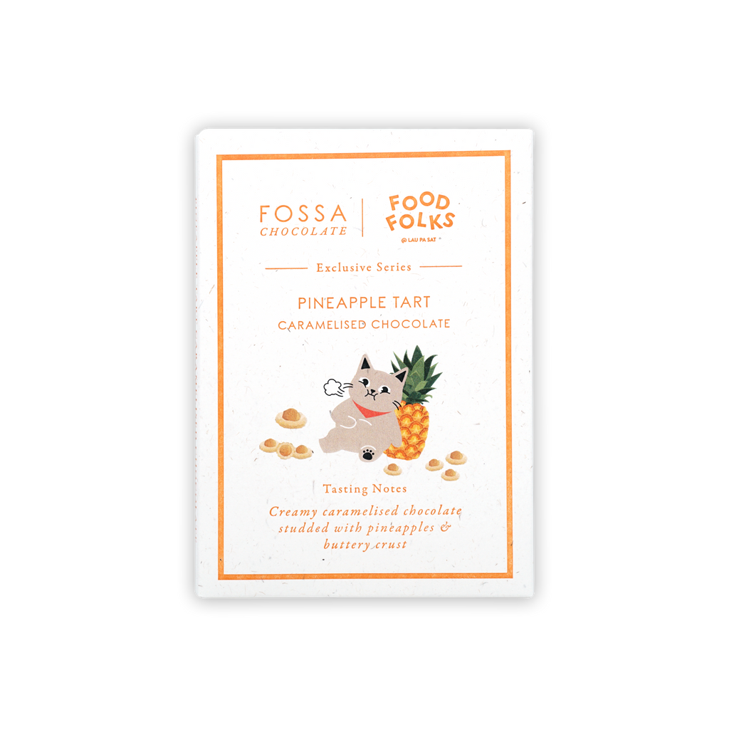 Fossa Caramelized White Chocolate Pineapple Tart package with cat illustration