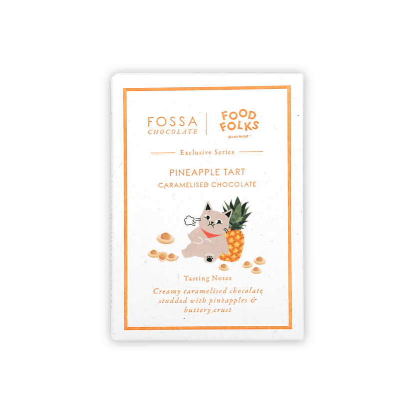 Fossa Caramelized White Chocolate Pineapple Tart package with cat illustration