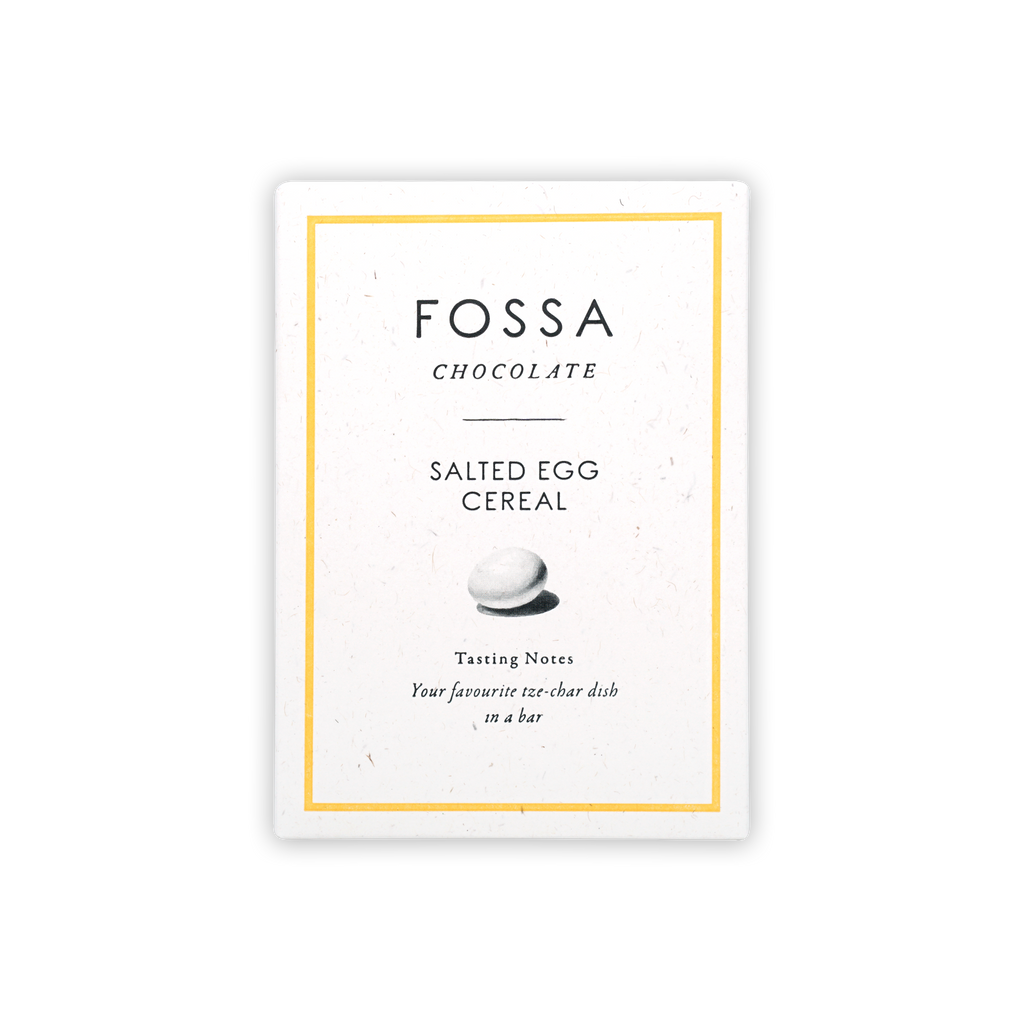 Fossa Milk Chocolate Salted Egg Cereal Blond bar in white gold wrapper