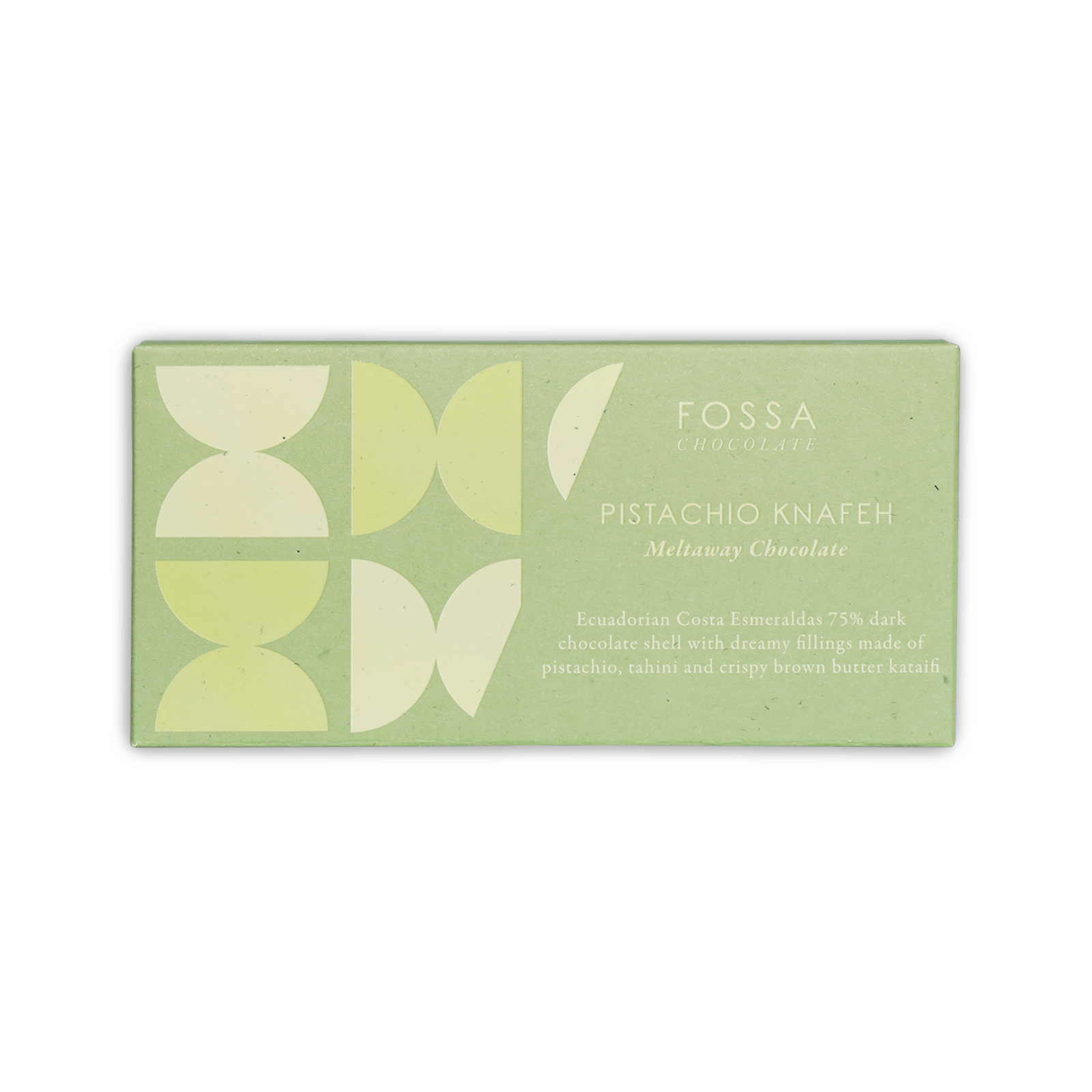 Fossa Milk Pistachio Meltaway Knafeh pale green wrapper