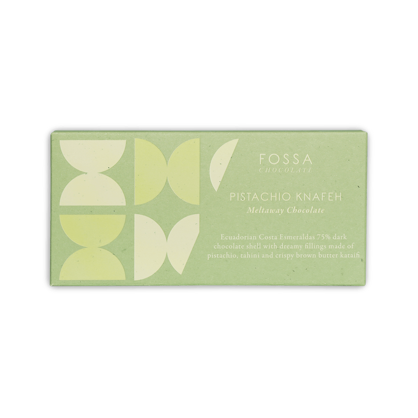 Fossa Milk Pistachio Meltaway Knafeh pale green wrapper