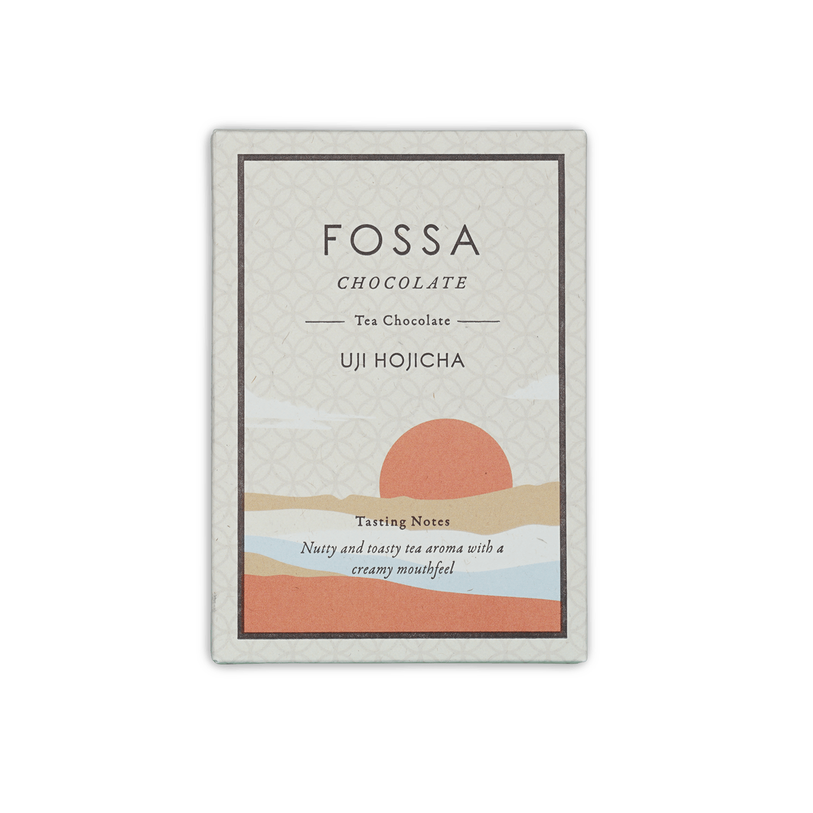 Fossa Uji Hojicha Tea Milk Chocolate 53% bar in minimalist box