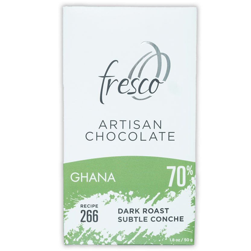 Fresco Ghana Dark Roast 70% artisan chocolate bar from Ghana