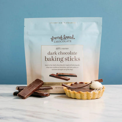 French Broad 68% cacao dark chocolate baking sticks bag