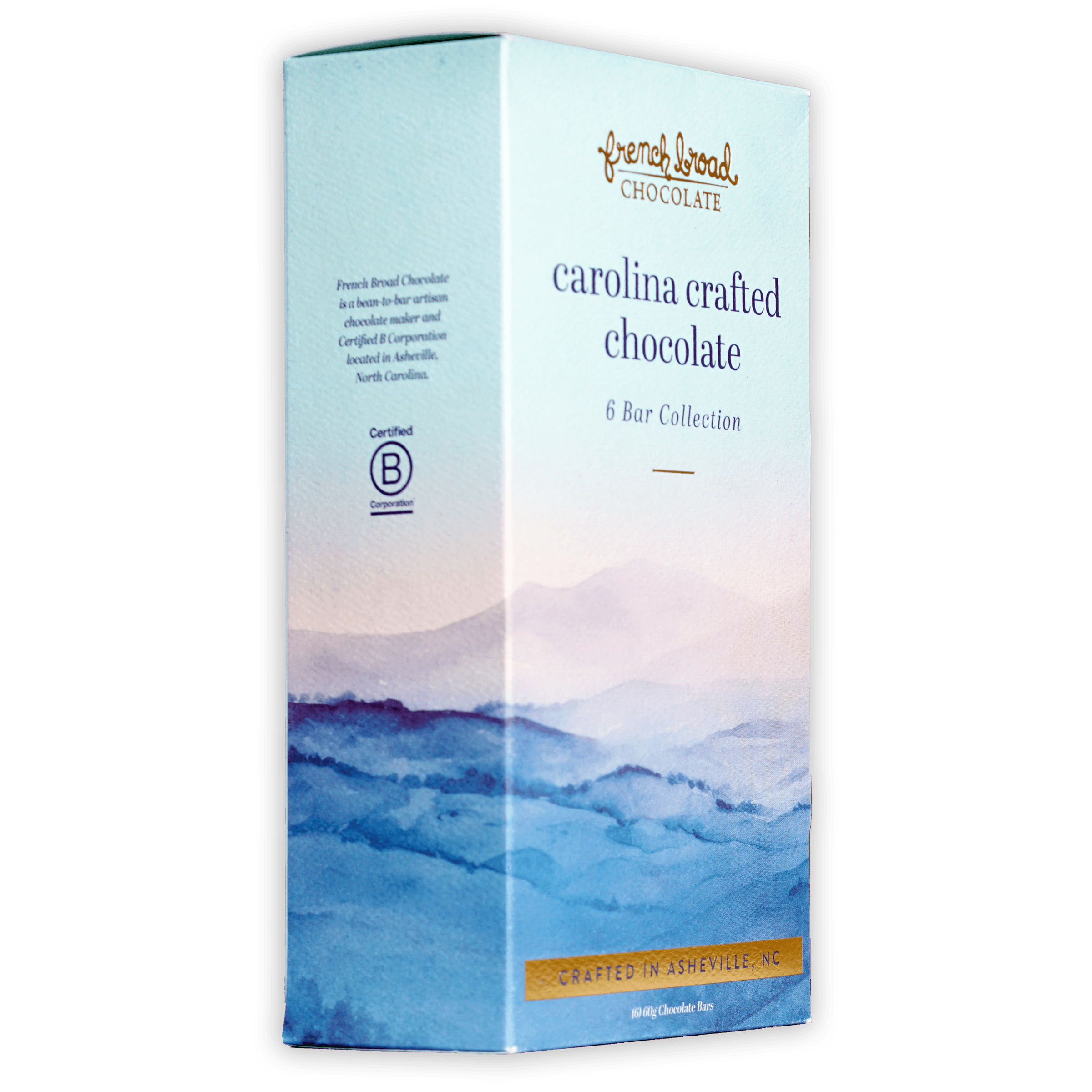 French Broad Chocolate Carolina Crafted 6-Bar Gift Set box