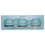 French Broad Classic Hot Chocolate Collection in light blue box with dark mocha milk pots