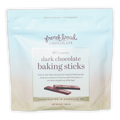 French Broad 68% dark chocolate baking sticks in light blue resealable bag