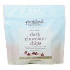 French Broad 68% dark chocolate chips in light blue resealable pouch