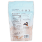 French Broad dark chocolate covered caramelized almonds in light blue pink foil bag