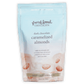 French Broad dark chocolate covered caramelized almonds in blue pouch