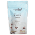 French Broad dark chocolate covered espresso beans in light blue resealable pouch