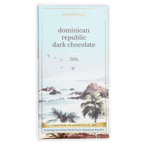 French Broad Dark Chocolate Dominican Republic 70% light blue wrapper with watercolor coastal scene