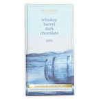 French Broad 69% Dark Chocolate Whiskey Barrel bar with blue gold wrapper