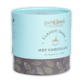 French Broad Dark Hot Chocolate Mix in light blue cylindrical can