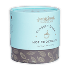 French Broad Dark Hot Chocolate Mix in light blue cylindrical can