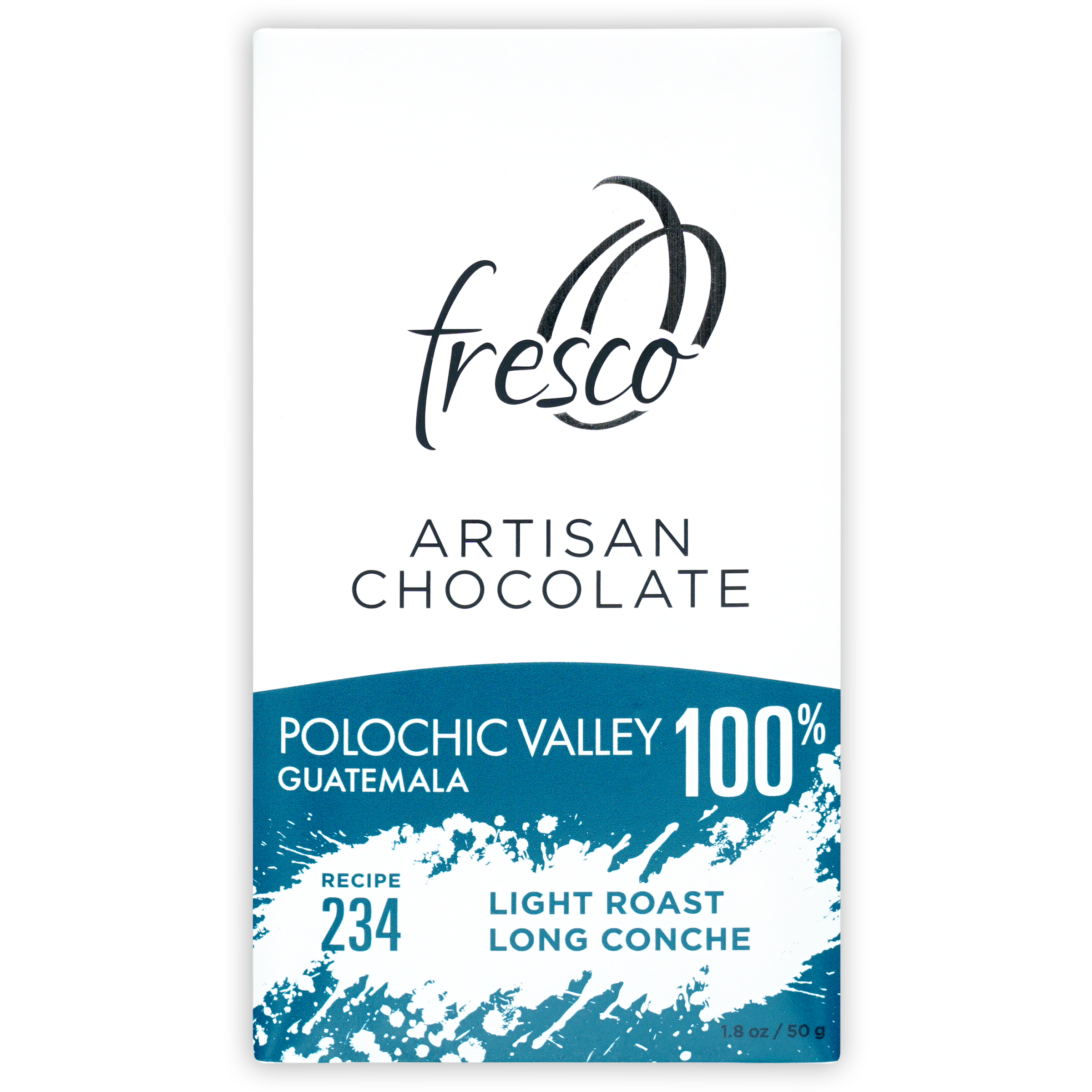 Fresco Polochic Valley Guatemala 100% chocolate bar in teal wrapper