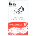 Fresco Madagascar Light Roast 74% dark chocolate bar with Academy silver winner logo