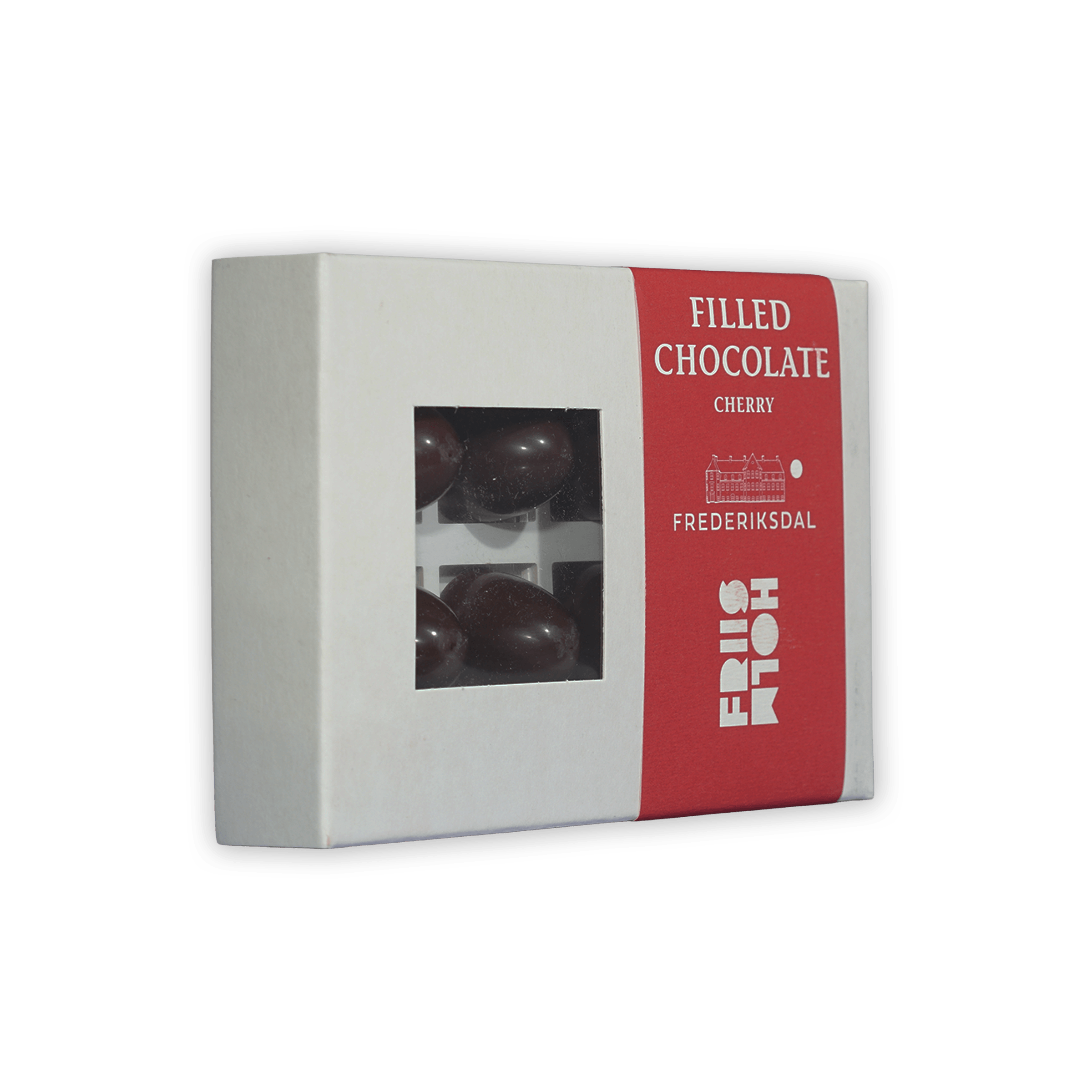 Friis Holm Frederiksdal cherry praline box, white red 8 pcs filled chocolates