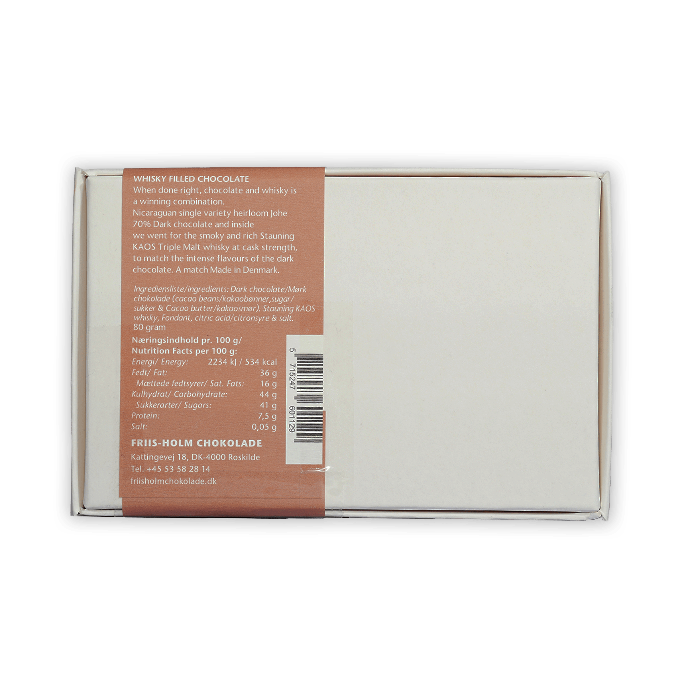Friis Holm Stauning whisky filled chocolate pralines box, 8 pcs