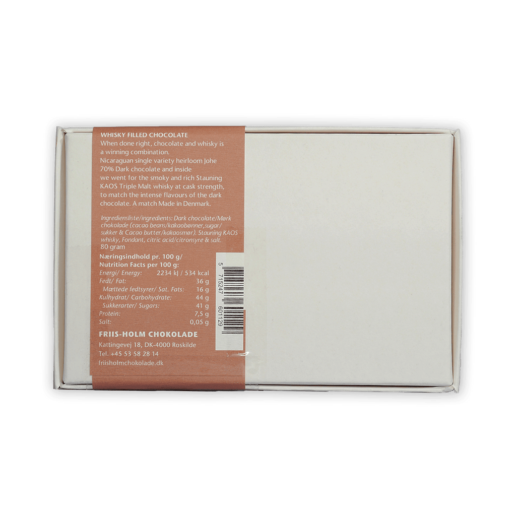 Friis Holm Stauning whisky filled chocolate pralines box, 8 pcs