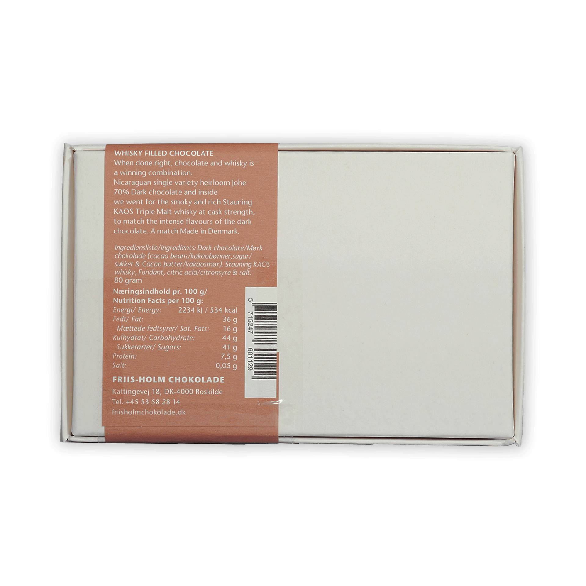 Friis Holm Stauning whisky filled chocolate pralines box, 8 pcs