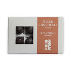 Friis Holm Stauning whisky pralines box with 8 dark speckled truffles