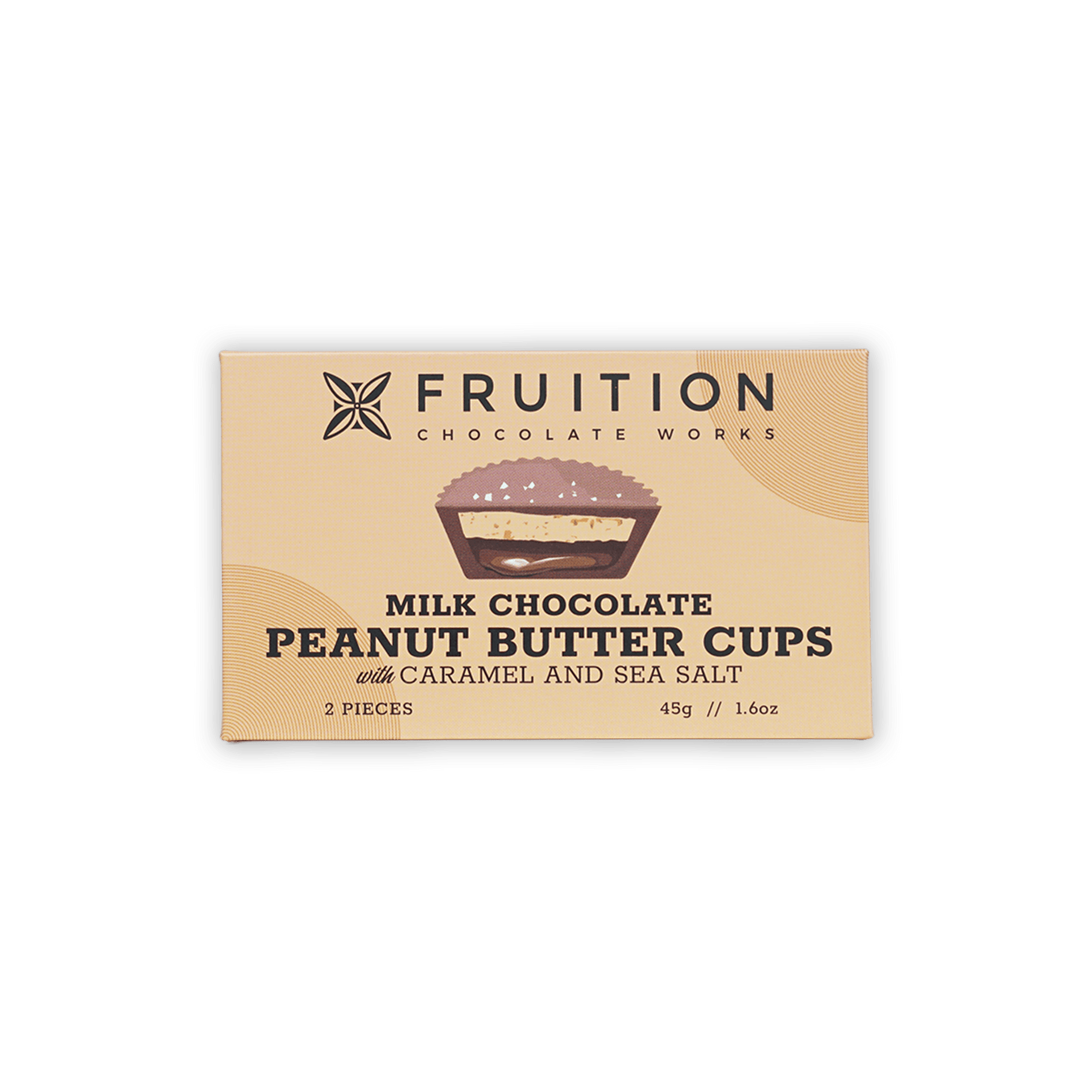Fruition Chocolate Works milk chocolate peanut butter cups with caramel and sea salt