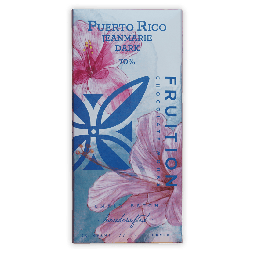 Fruition Dark Puerto Rico Jeanmarie 70% chocolate bar wrapper