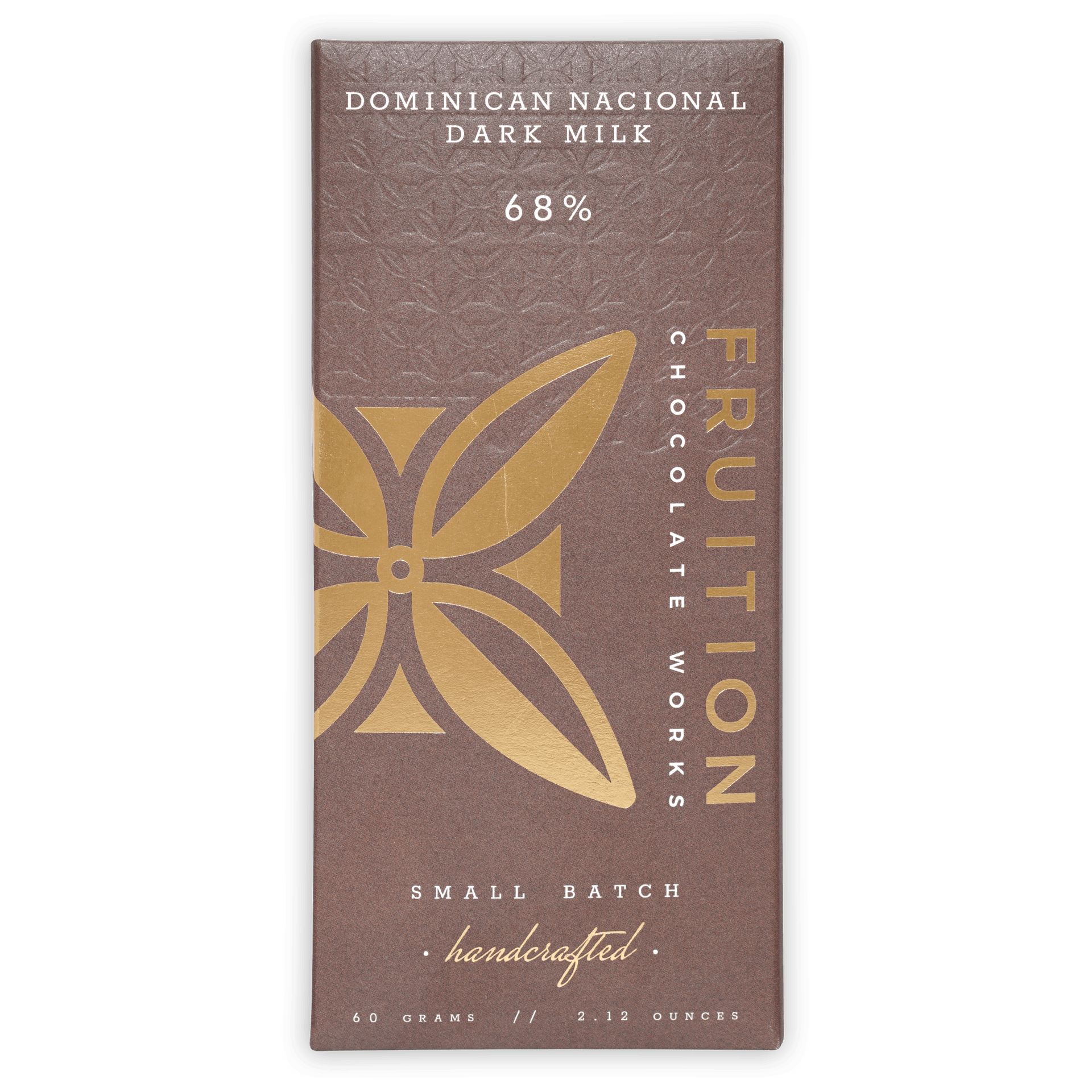 Fruition Dominican Nacional Dark Milk 68% chocolate bar wrapper