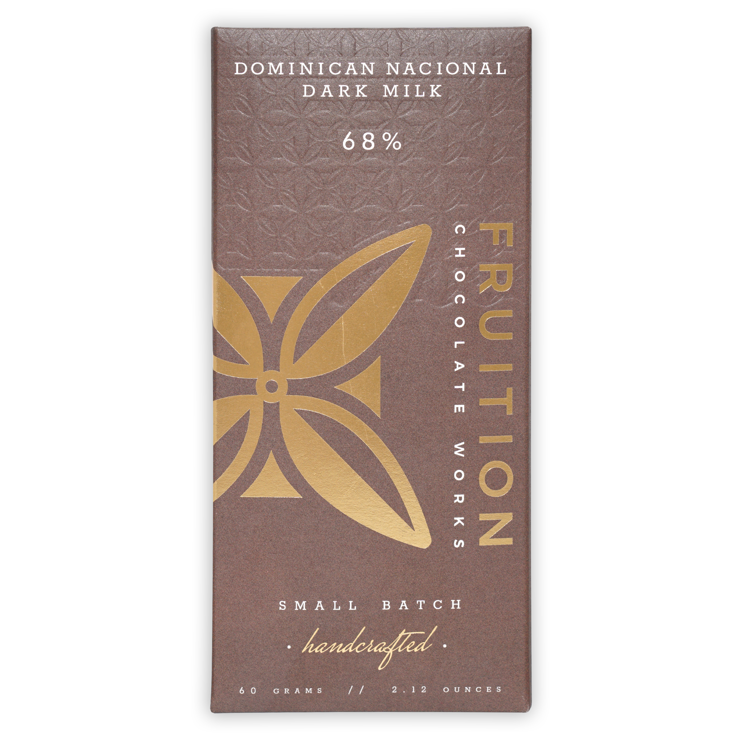 Fruition Dominican Nacional Dark Milk 68% chocolate bar wrapper