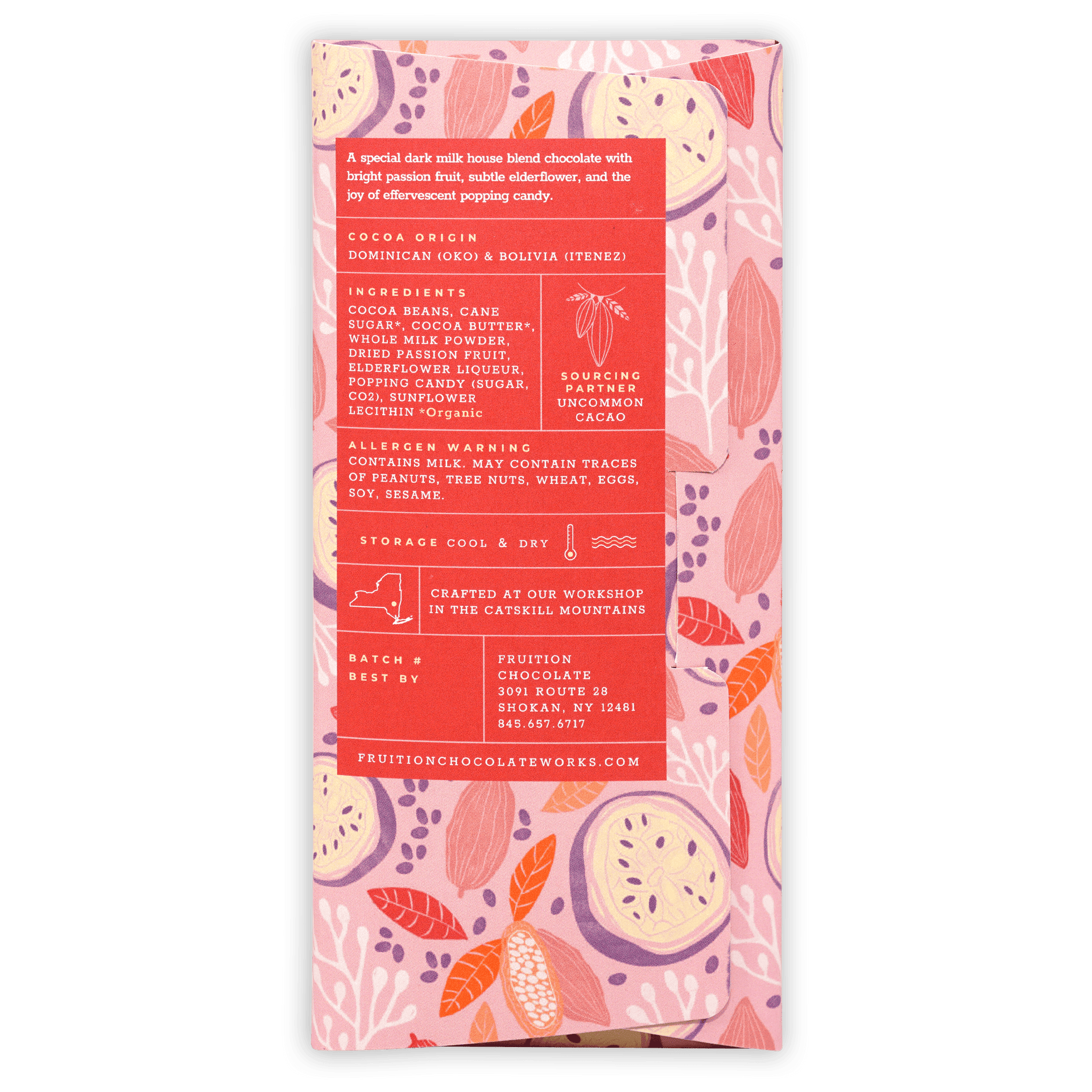 Fruition Passion Fruit Dark Milk with Elderflower and Popping Candy 66%