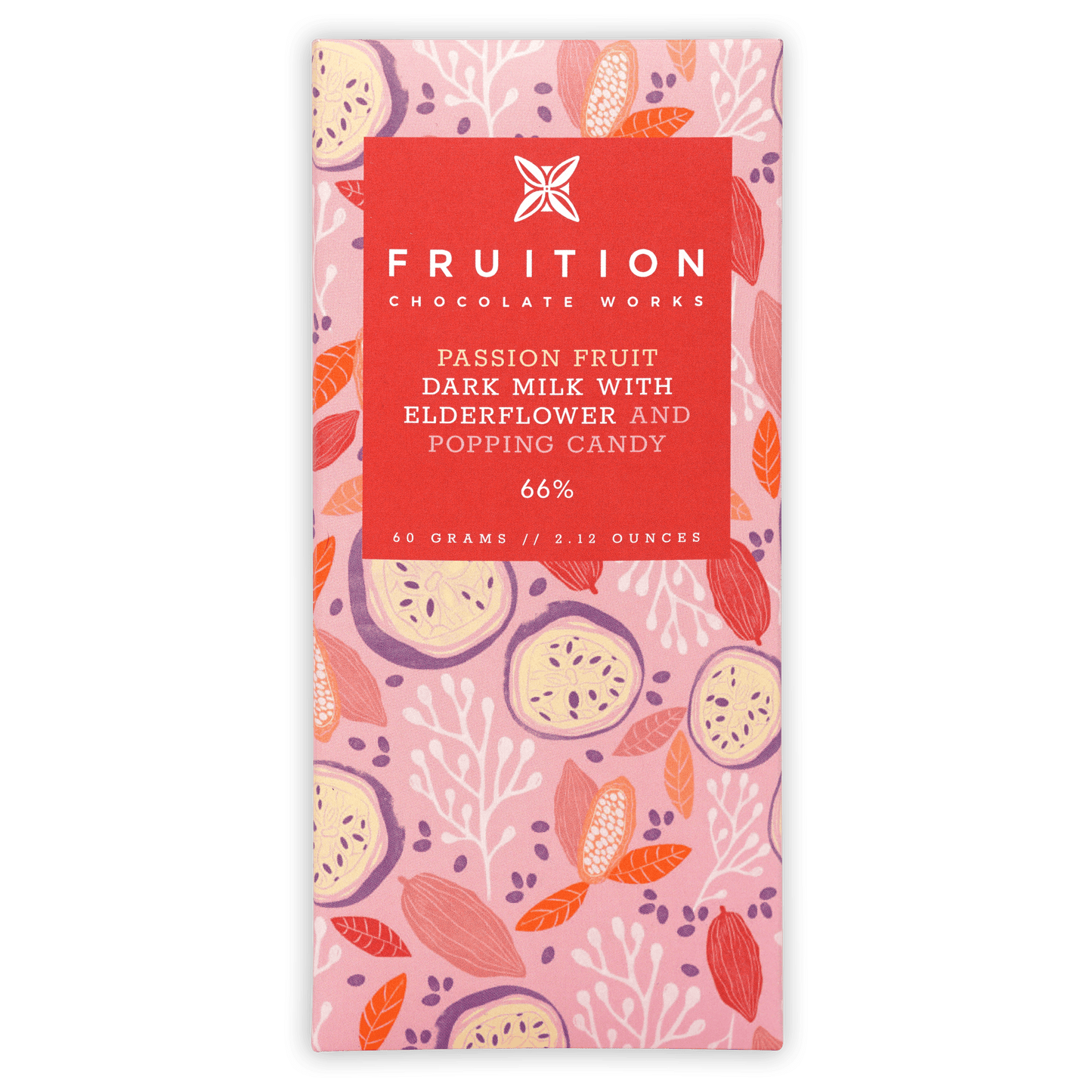 Fruition Passion Fruit Dark Milk with Elderflower and Popping Candy 66%