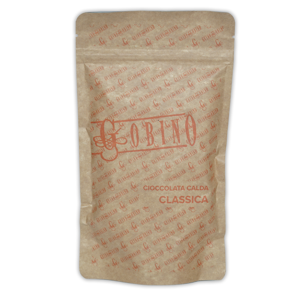 Guido Gobino Classica hot chocolate resealable beige pouch