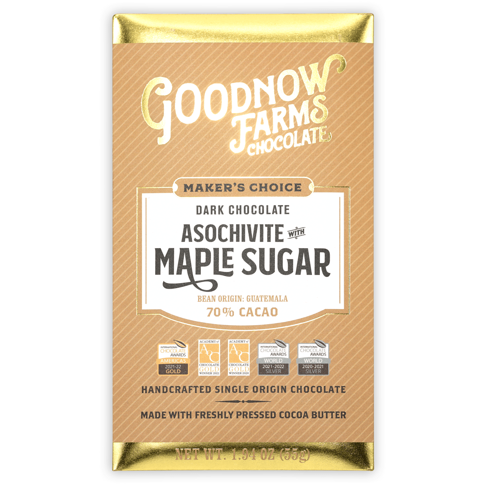 Goodnow Farms Asochivite with Maple 70% chocolate bar