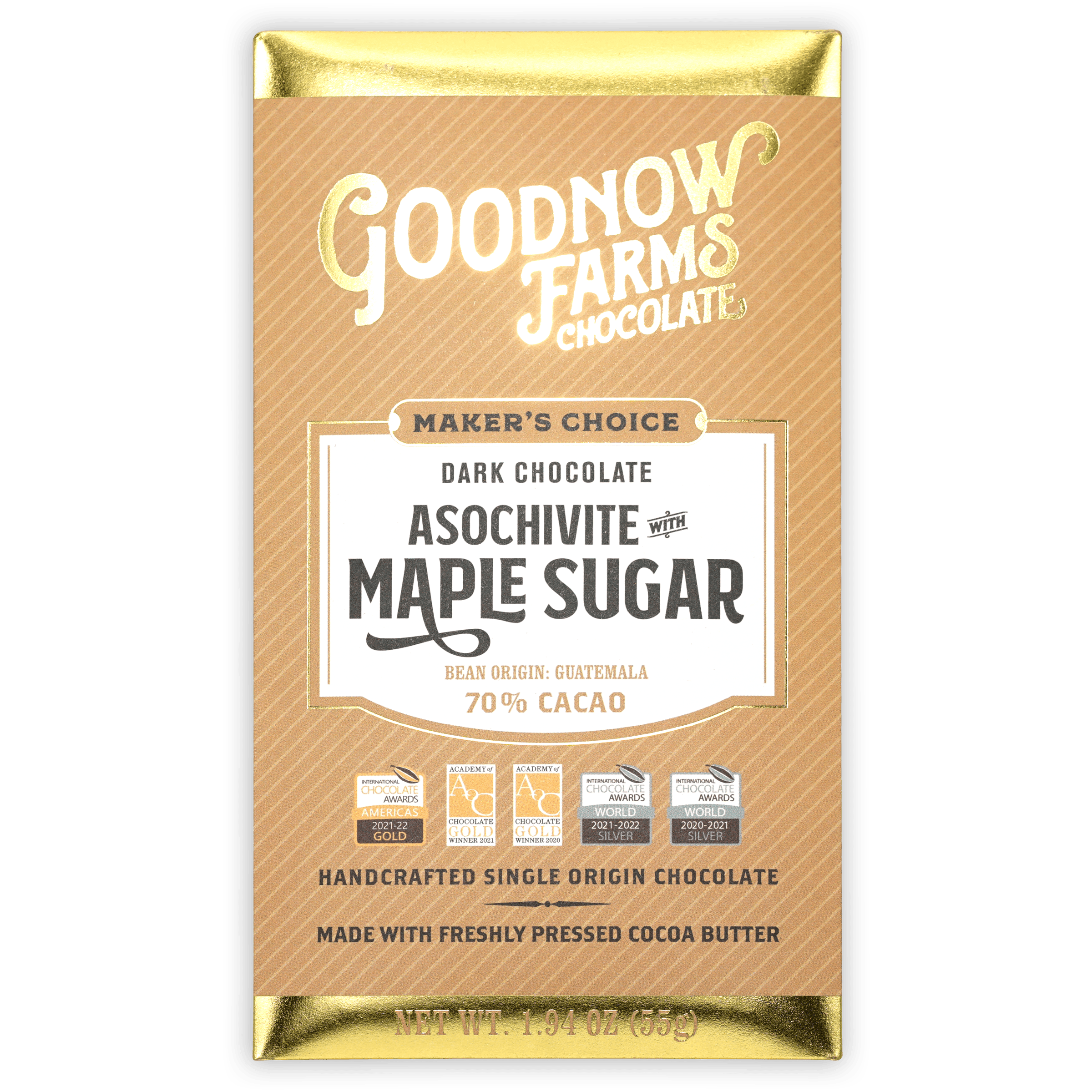 Goodnow Farms Asochivite with Maple 70% chocolate bar