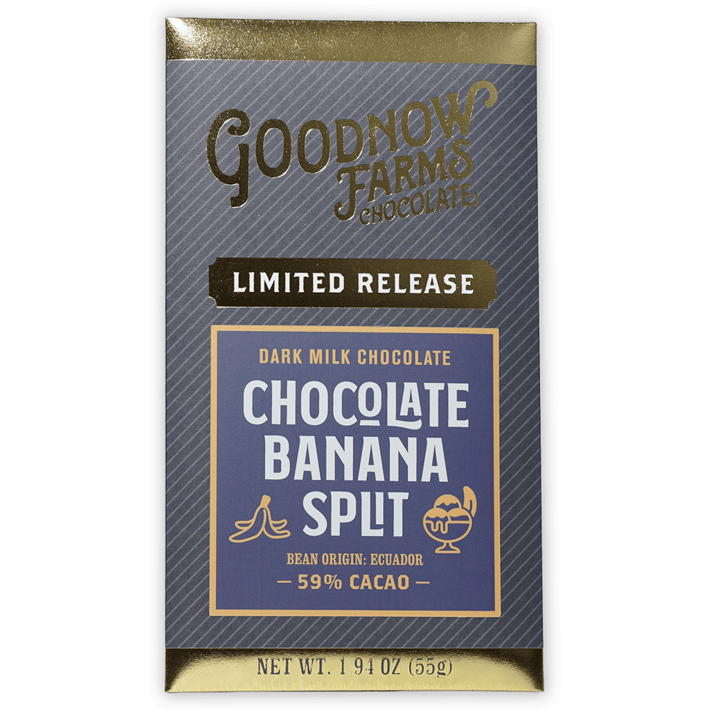 Goodnow Farms Banana Split 59% limited release dark milk chocolate bar
