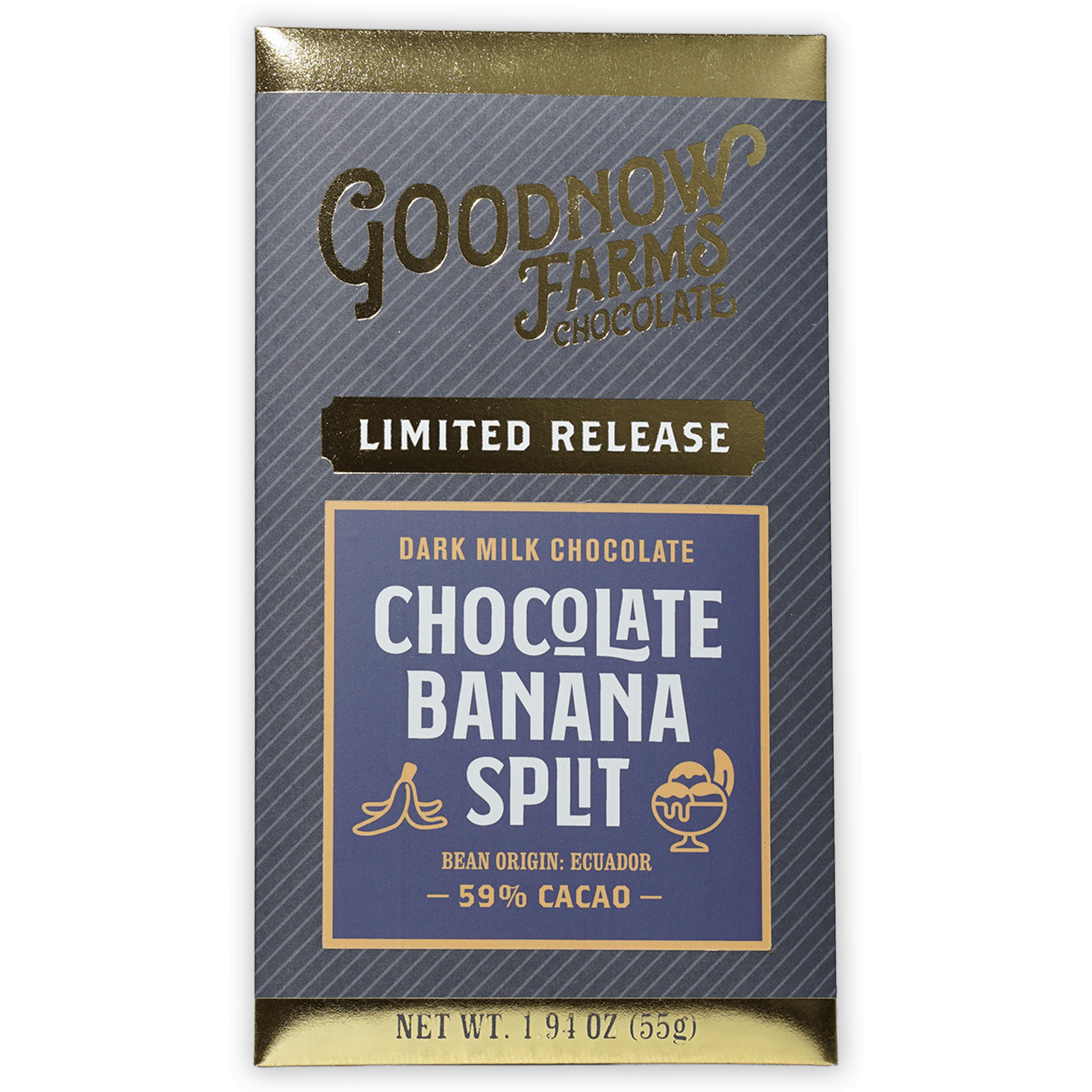 Goodnow Farms Banana Split 59% limited release dark milk chocolate bar