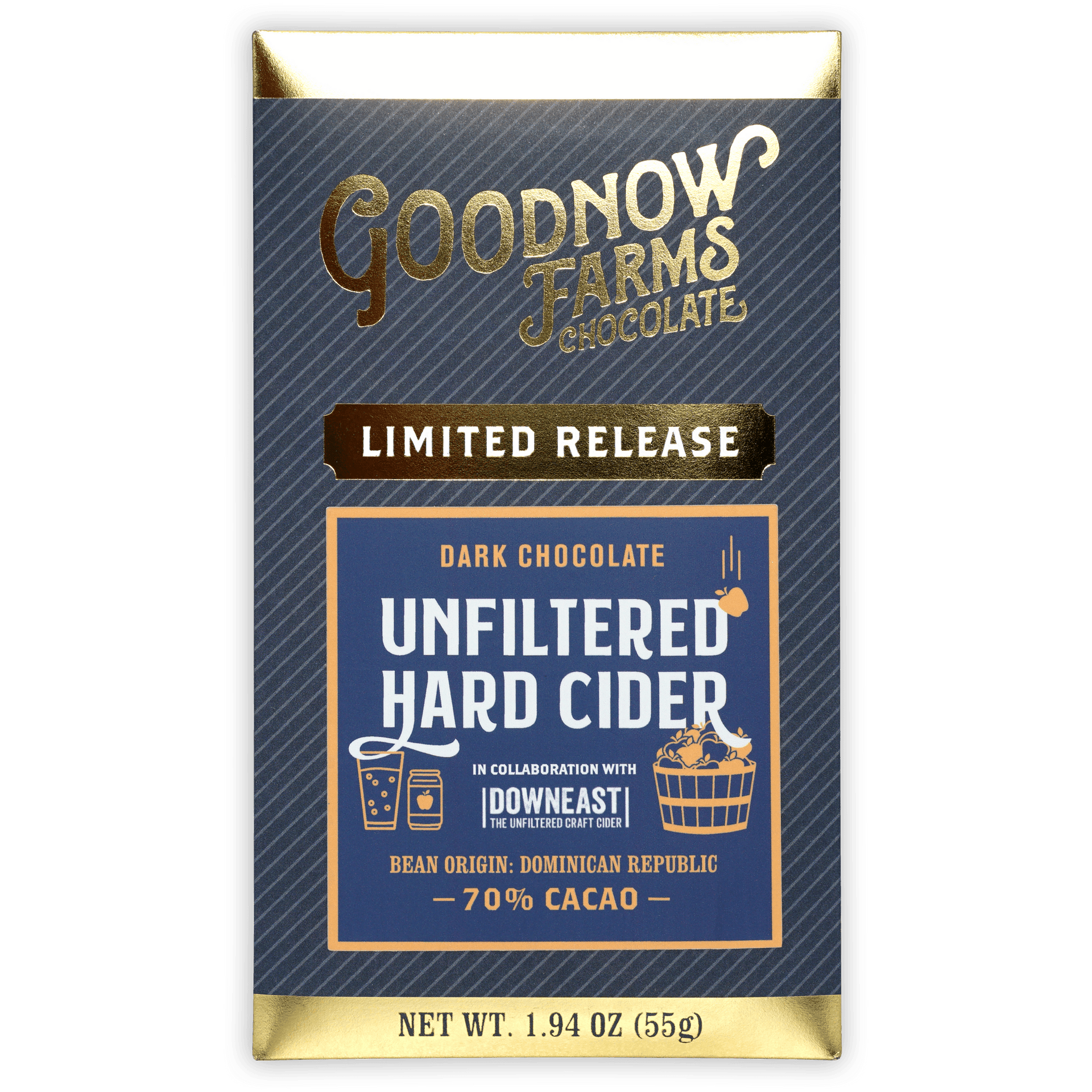 Goodnow Farms limited release 70% dark unfiltered hard cider chocolate bar
