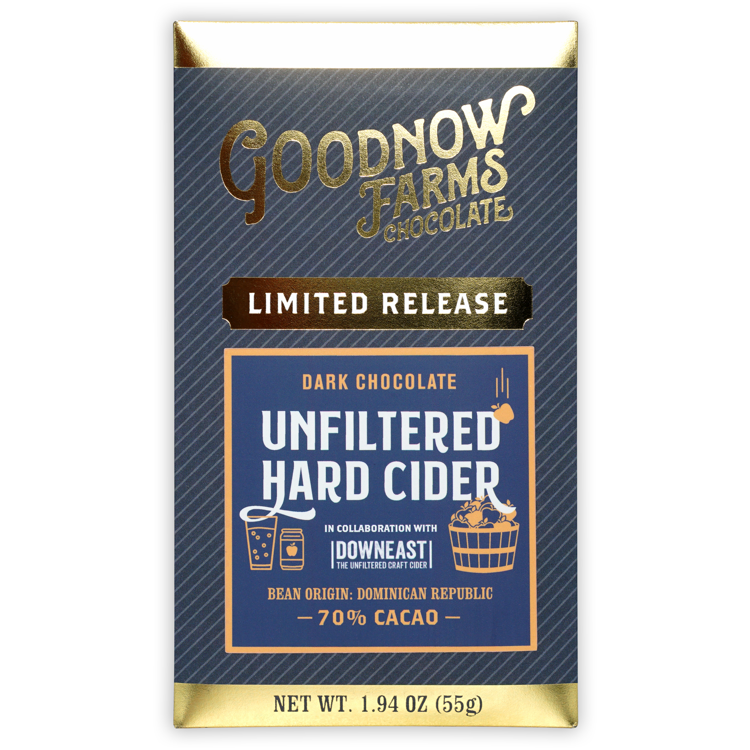 Goodnow Farms limited release 70% dark unfiltered hard cider chocolate bar