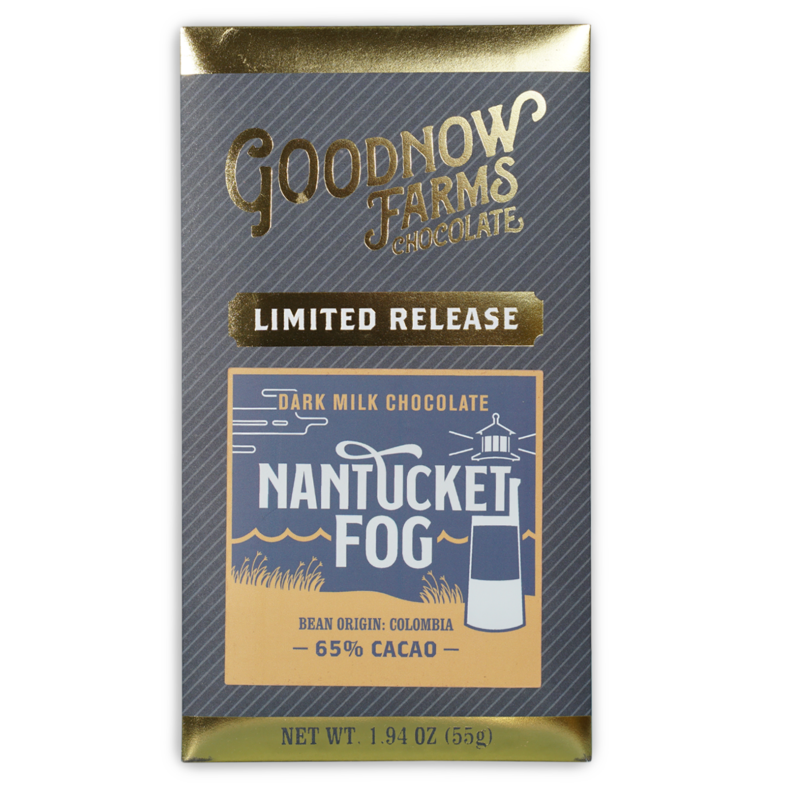 Goodnow Farms Nantucket Fog 65% limited edition dark milk chocolate bar