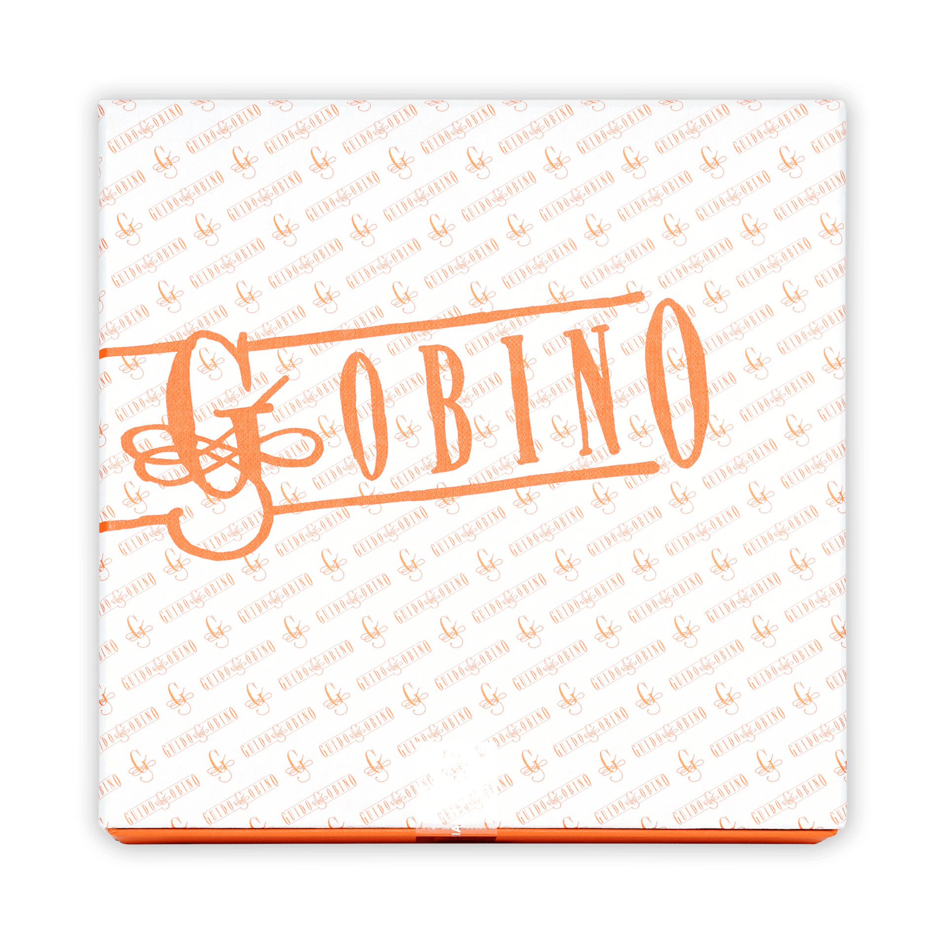 Guido Gobino assorted pralines gift box with white design and orange branding