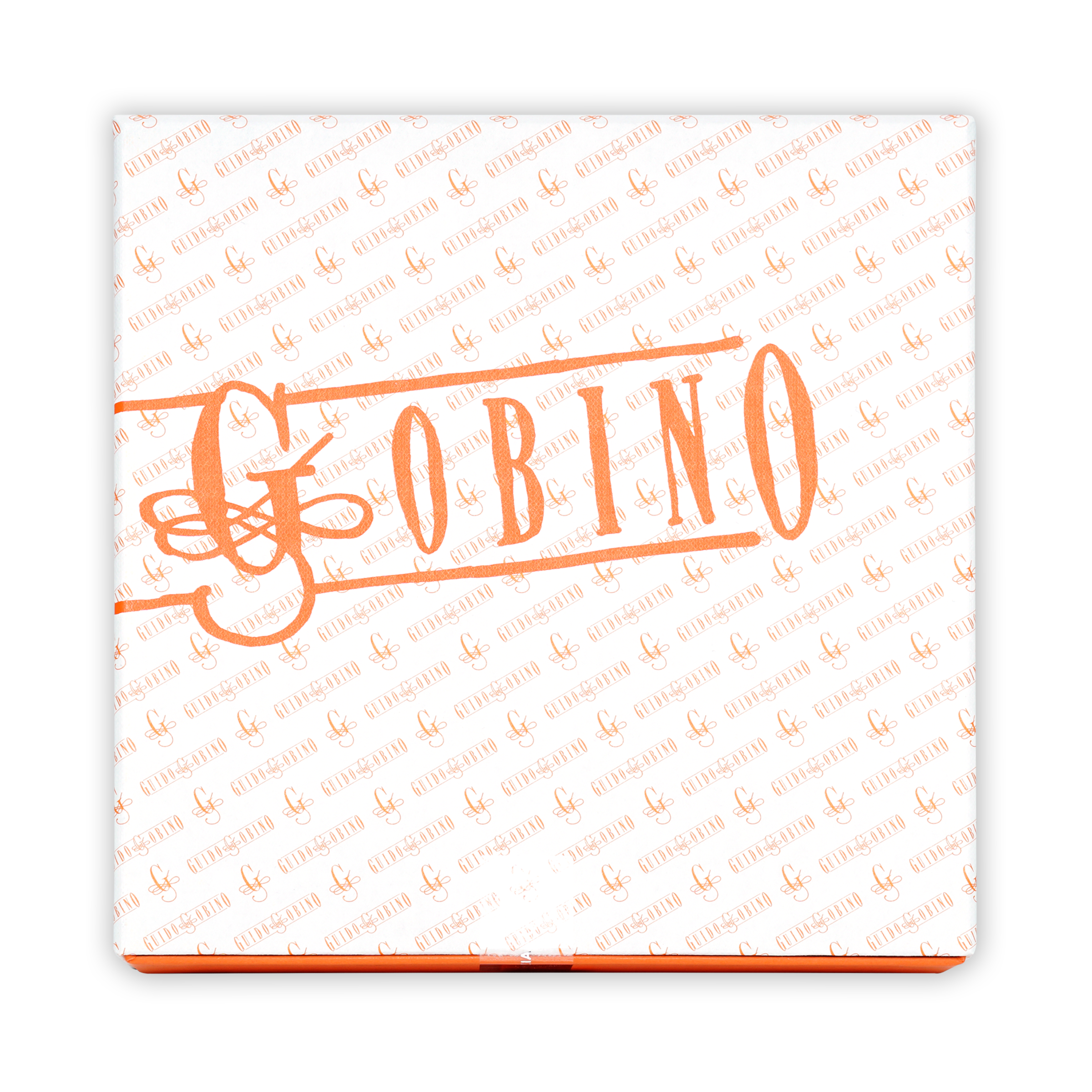 Guido Gobino assorted pralines gift box with white design and orange branding