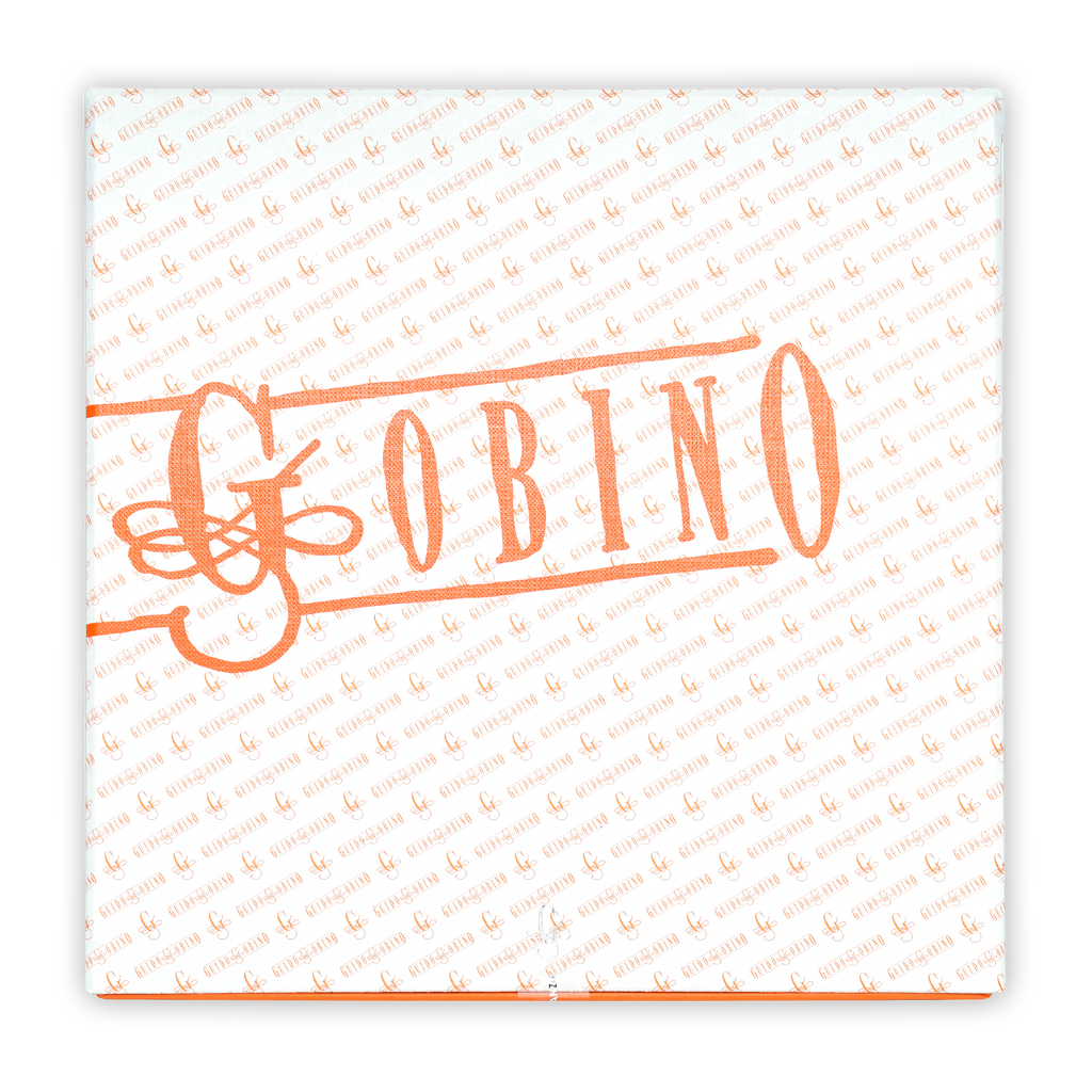Guido Gobino large assorted pralines gift box with white design and orange logo