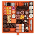 Guido Gobino large assorted pralines gift box with orange luxury chocolates