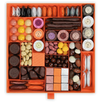 Guido Gobino large assorted pralines gift box with orange luxury chocolates
