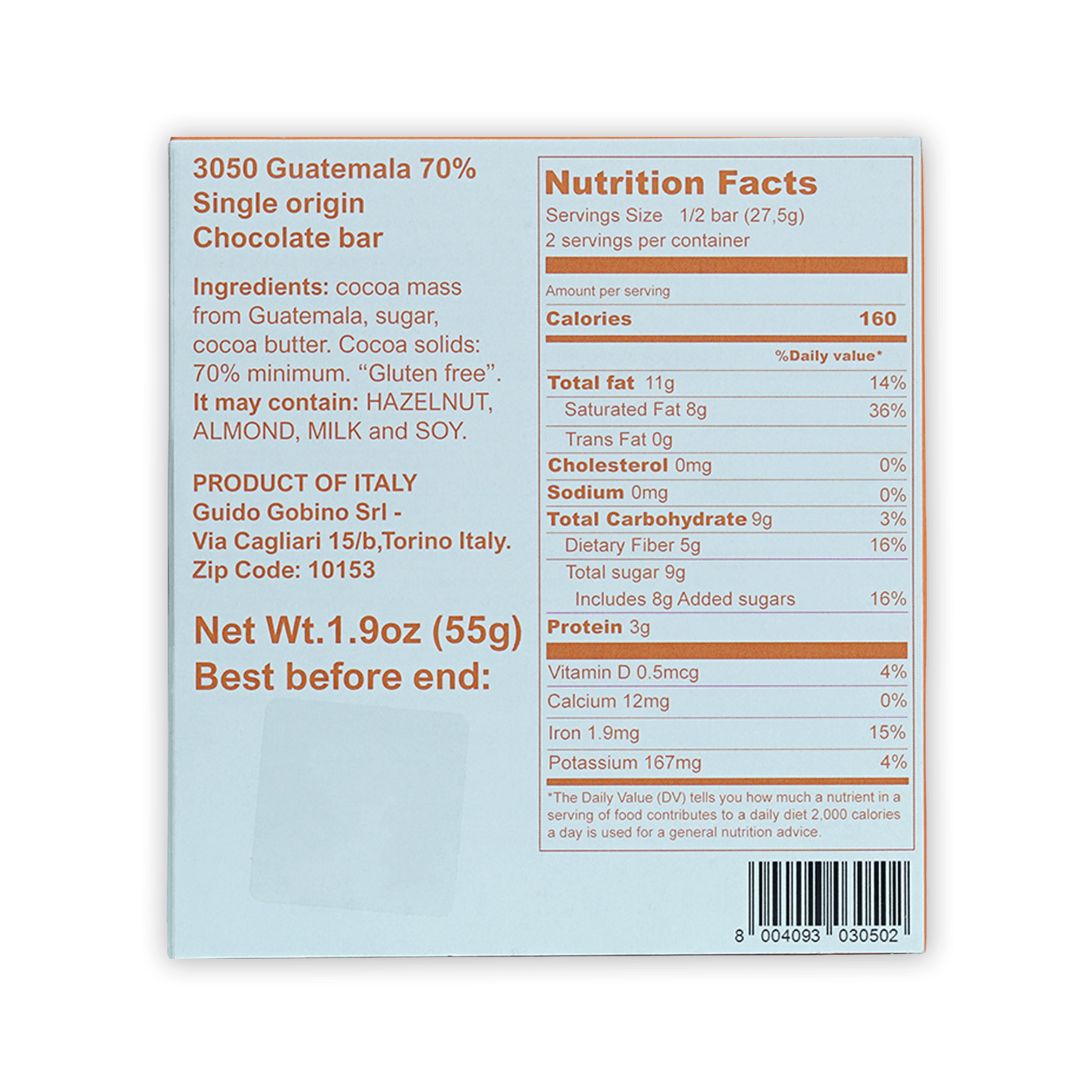 Guido Gobino Guatemala 70% dark chocolate bar wrapper