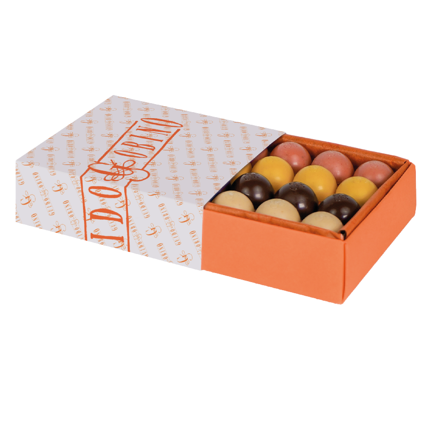Guido Gobino fruit and spice semisphere chocolate gift box with orange truffles