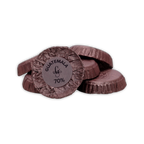 Stack of dark foil wrapped Guido Gobino chocolate disks, front label reads Guatemala 70%
